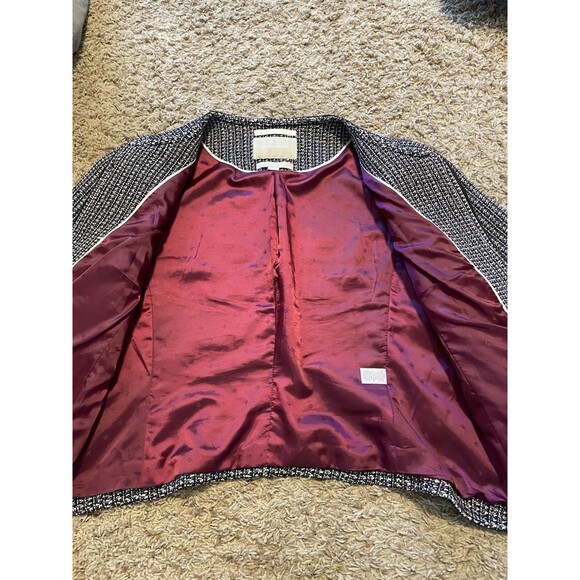 Banana Republic Woven Parisian Jacket, B&W Tweed, Magenta Lining, Size 14 - Picture 6 of 8